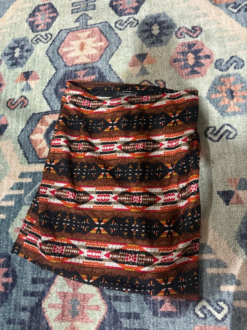 Tribal Print Mini Skirt in Black and Brown